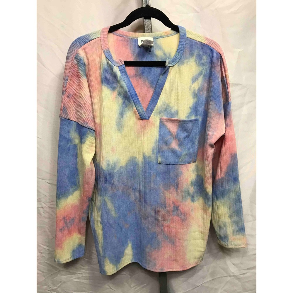 BIB!‎ Women's Tie Dye Long Sleeve Top With Pocket M
